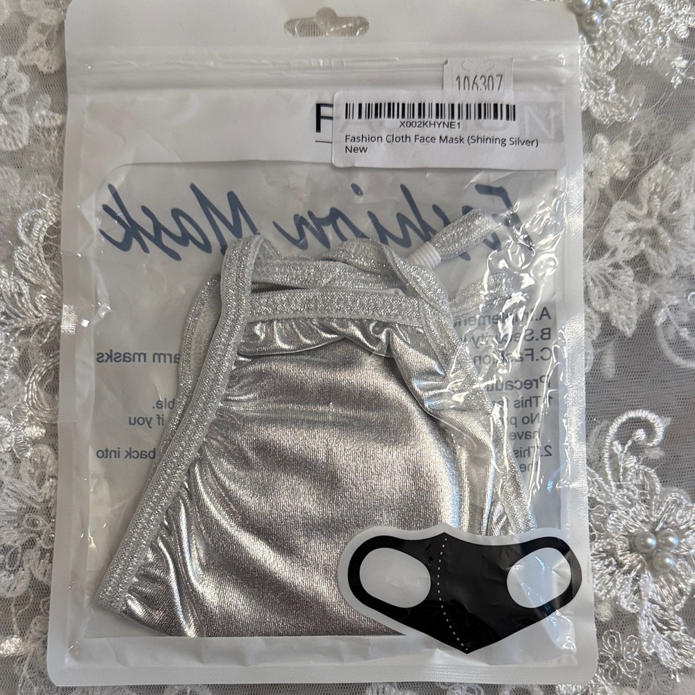 Adult Shimmering Silver Fashion Face Mask